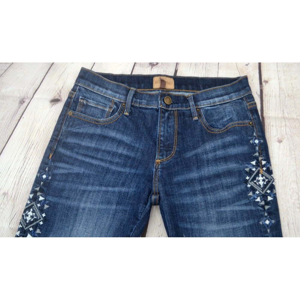 DRIFTWOOD Women's Marilyn Embroidered Straight Leg Slim Jeans‎ SIZE 25 Dark Wash